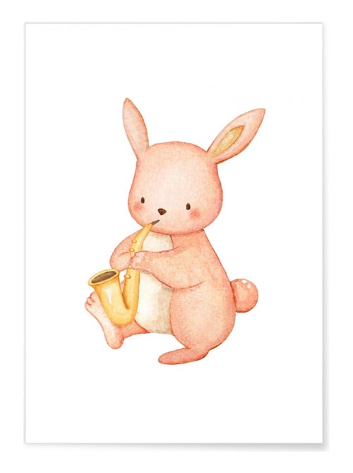 Affiche Enfant Lapin Saxophone - Kiabi