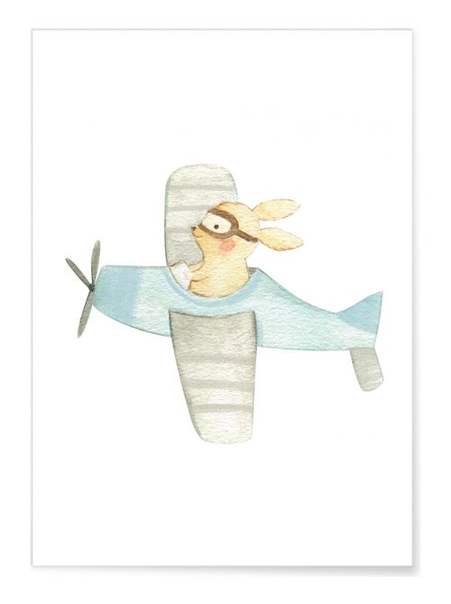 Affiche Enfant Lapine Avion - Kiabi