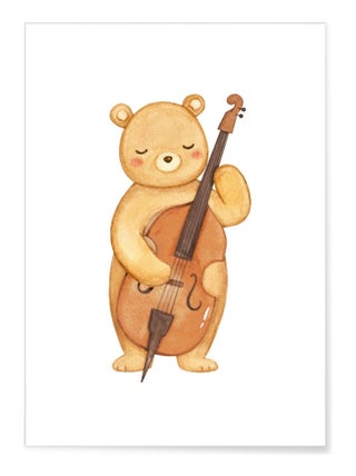 Affiche Enfant Ours Violoncelle