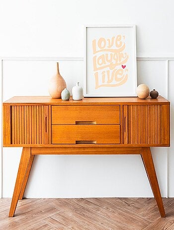 Affiche Love, Laugh, live version pastel bleu