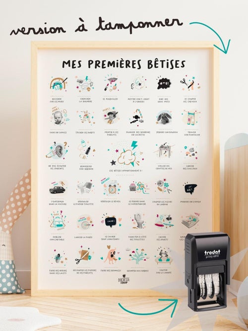 Affiche Mes premières Bêtises à tamponner avec tampon - Kiabi