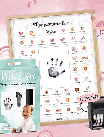 Affiche Mes Premières Fois à tamponner + Kit Empreintes + Tampon Dateur + Cadre Photo - Ourson