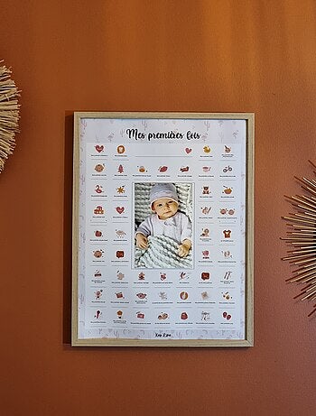 Affiche Mes Premières Fois à tamponner + Kit Empreintes + Tampon Dateur + Cadre Photo - Ourson