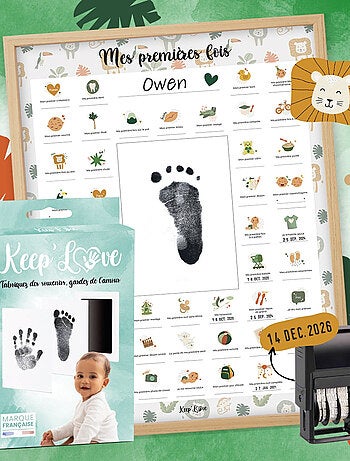 Affiche Mes Premières Fois à tamponner + Kit Empreintes + Tampon Dateur + Cadre Photo - Ourson