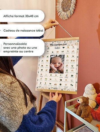 Affiche Mes Premières Fois à tamponner + Kit Empreintes + Tampon Dateur + Cadre Photo - Ourson