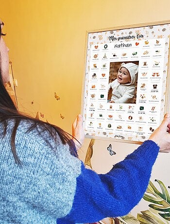 Affiche Mes Premières Fois à tamponner + Kit Empreintes + Tampon Dateur + Cadre Photo - Ourson