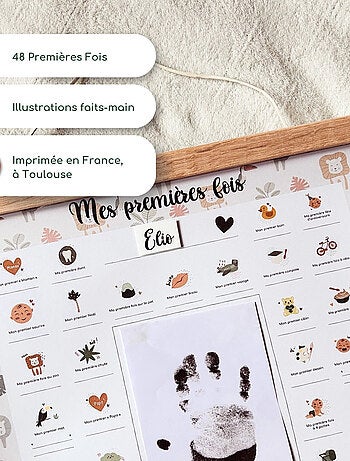 Affiche Mes Premières Fois à tamponner + Tampon Dateur + Baguettes de Suspension - Lion