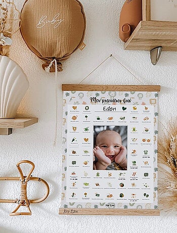 Affiche Mes Premières Fois à tamponner + Tampon Dateur + Baguettes de Suspension - Lion