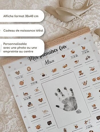 Affiche Mes Premières Fois à tamponner + Tampon Dateur + Baguettes de Suspension - Lion