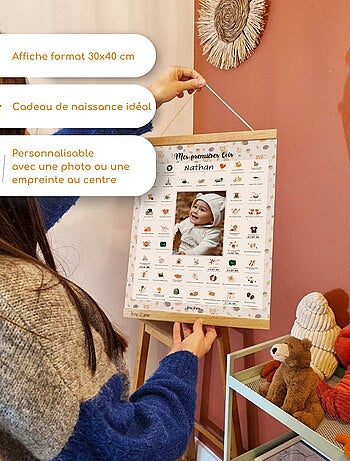 Affiche Mes Premières Fois à tamponner + Tampon Dateur + Baguettes de Suspension - Lion