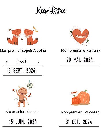 Affiche Mes Premières Fois à tamponner + Tampon Dateur + Baguettes de Suspension - Lion