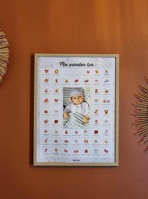 Affiche Mes Premières Fois à tamponner + Tampon Dateur + Cadre Photo - Flamant - Kiabi