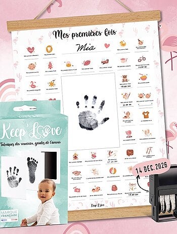 Affiche Mes Premières Fois + Kit Empreintes + Tampon Dateur + Baguettes de Suspension - Ourson