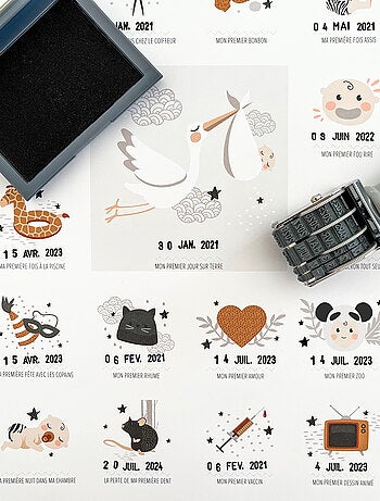 Affiche Mes Premières Fois Peau claire avec tampon dateur et encrier