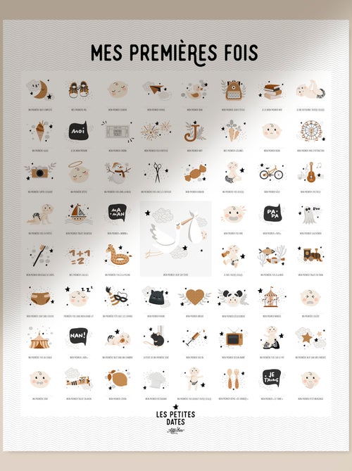 Affiche Mes Premières Fois Peau claire avec tampon dateur et encrier - Kiabi