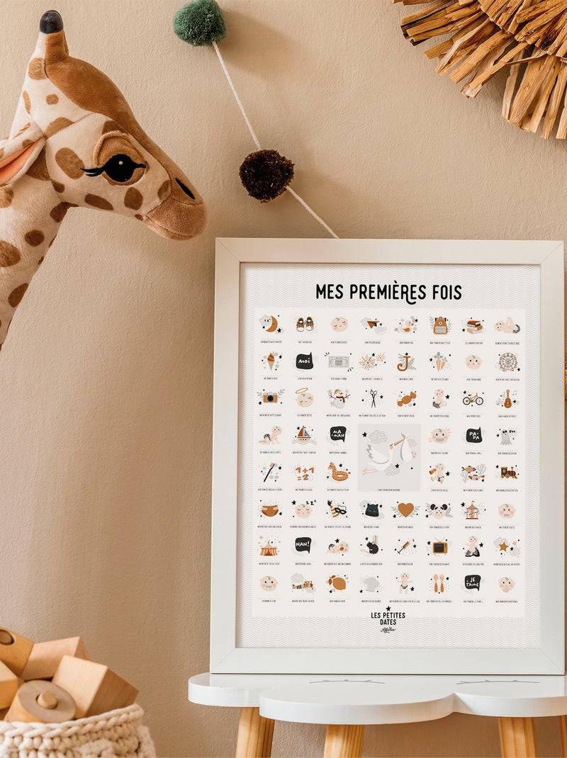 Affiche Mes Premières Fois Peau claire avec tampon dateur et encrier Beige - Kiabi