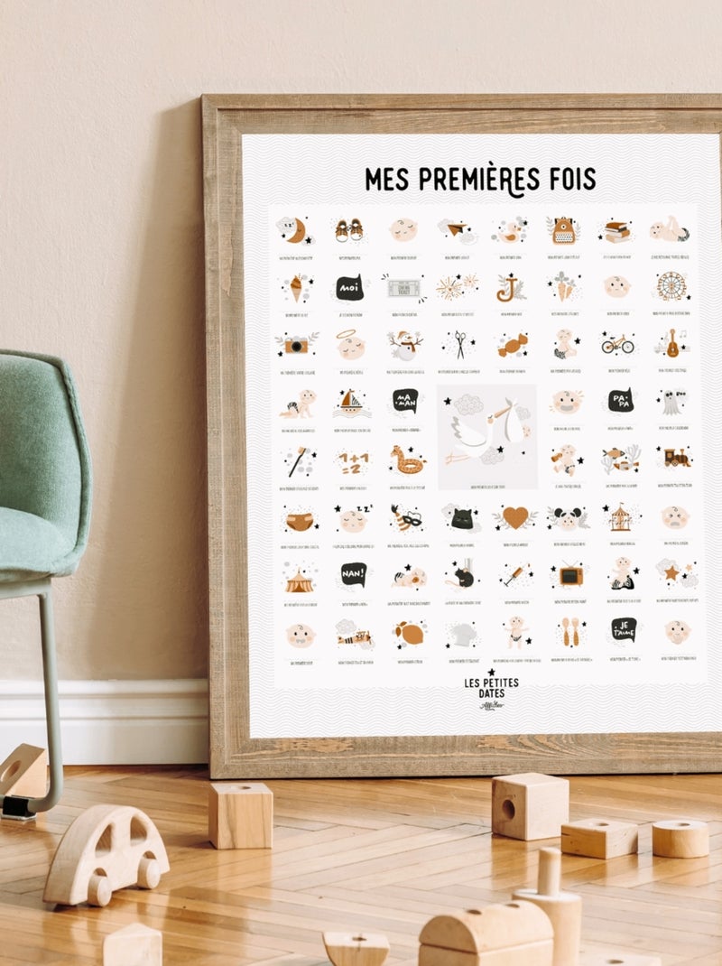 Affiche Mes Premières Fois Peau claire avec tampon dateur et encrier Beige - Kiabi