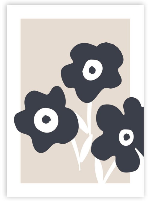 Affiche poster fleurs 'LENA PANEL' style abstrait 50x70 cm brillant - Future Home - Kiabi