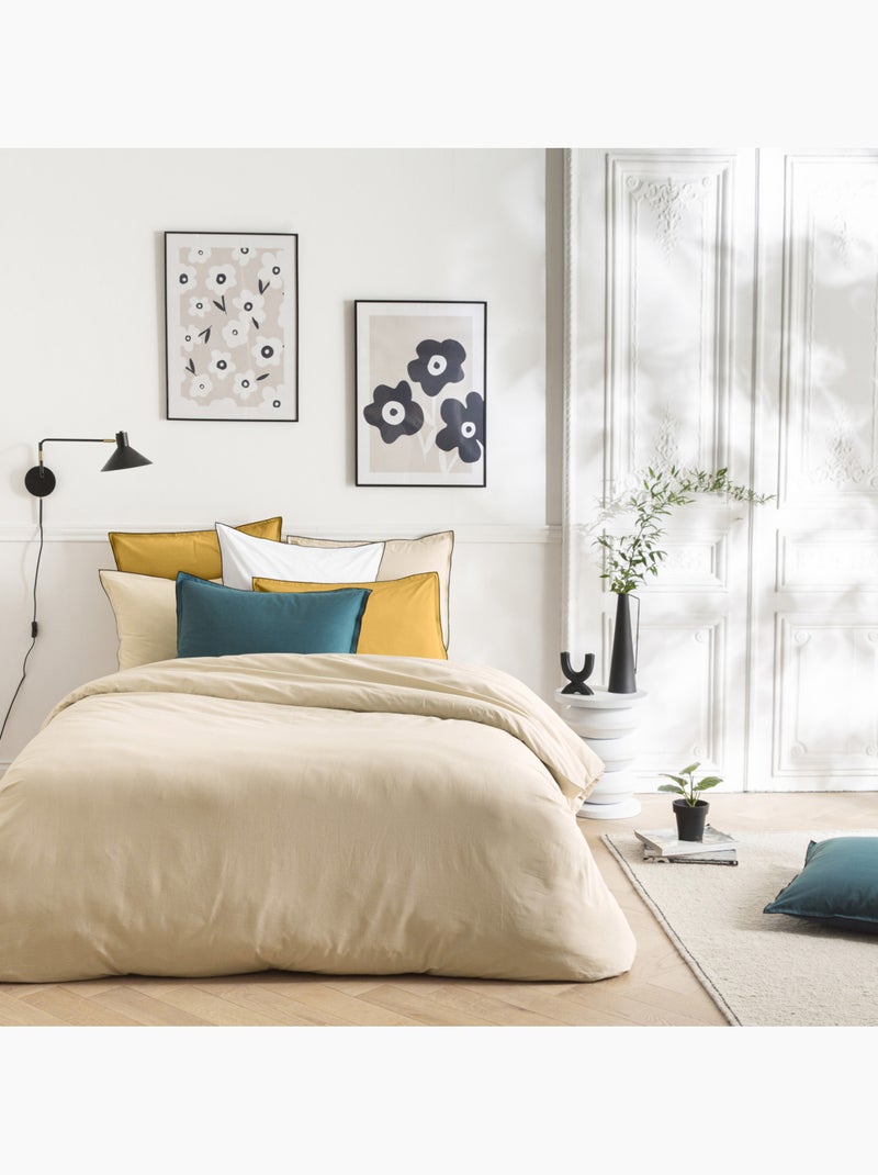 Affiche poster fleurs 'LENA PANEL' style abstrait 50x70 cm brillant - Future Home Écru/Orange - Kiabi