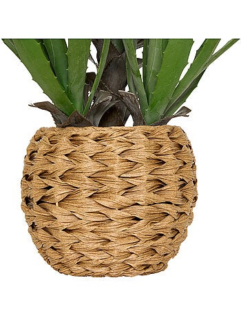 Agave artificiel avec cache-pot tressé moda