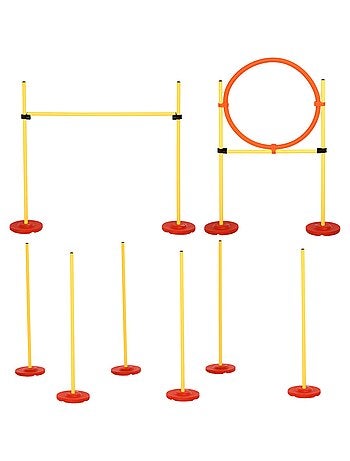 Agility sport pour chiens équipement complet haies, slalom + sac de transport jaune
