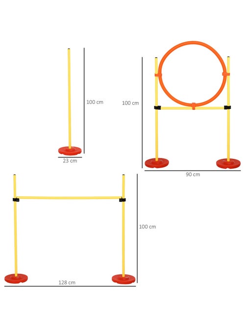 Agility sport pour chiens équipement complet haies, slalom + sac de transport jaune - Kiabi