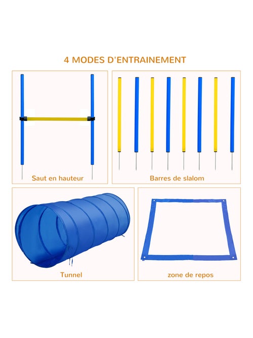 Agility sport pour chiens équipement complet jaune bleu - Kiabi
