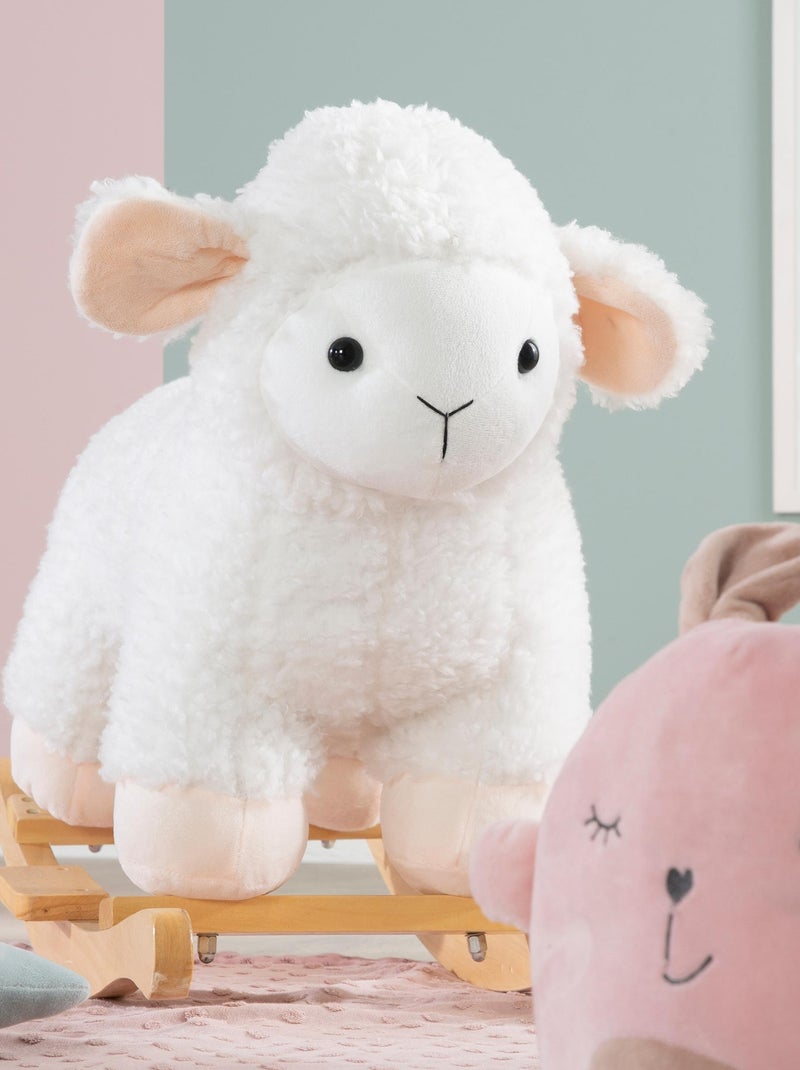 Agneau à bascule en bois massif et peluche - ROBA Blanc Beige - Kiabi