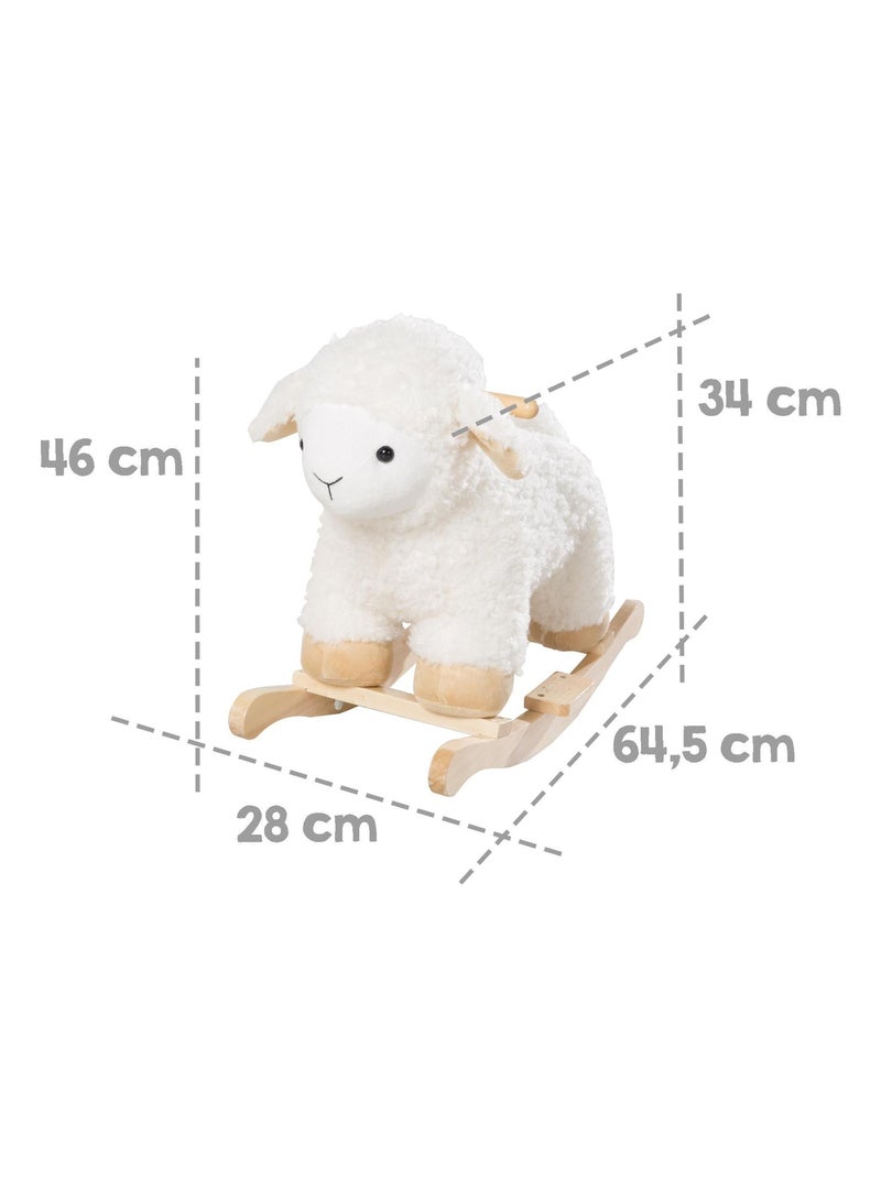 Agneau à bascule en bois massif et peluche - ROBA Blanc Beige - Kiabi