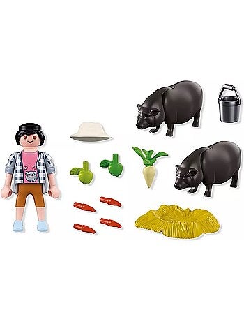 Agriculteur avec cochons
