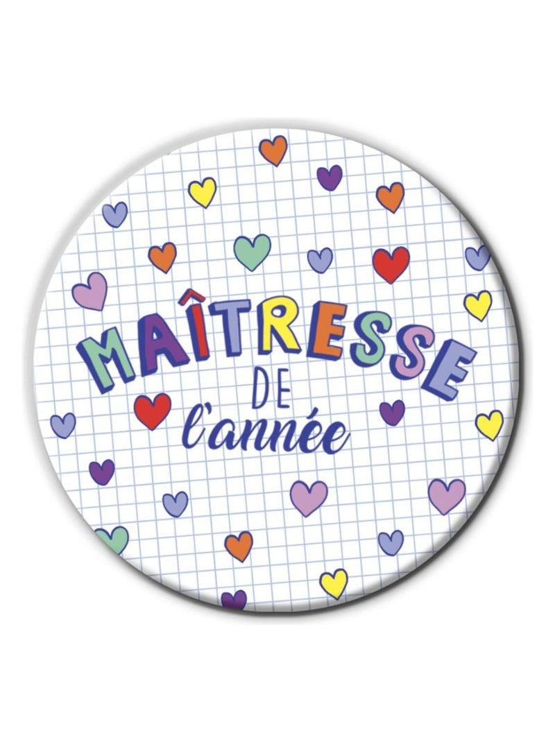 Aimant rond Merci Maîtresse | Version Maîtresse cœurs | Cadeau Maîtresse Multicolore - Kiabi