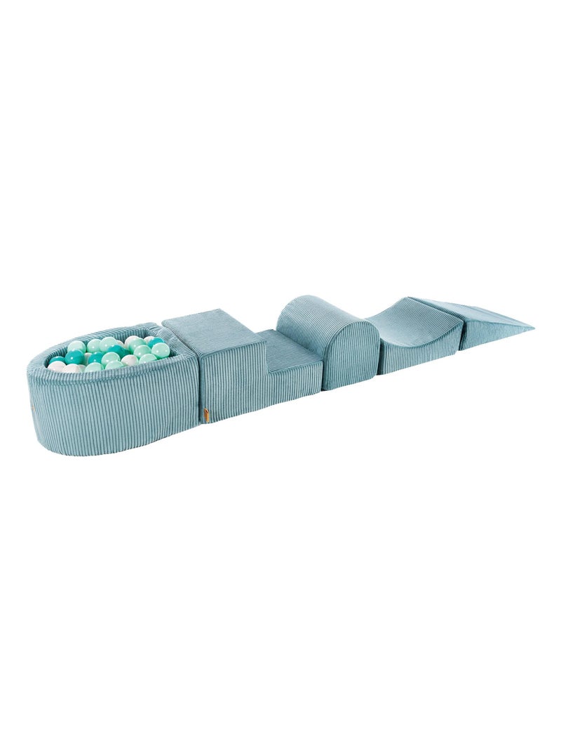 Aire de Jeux avec à Piscine à Balles Aesthetic Velvet Côtelé Turquoise: Turqu/Blanc/Menthe Blanc Bleu - Kiabi