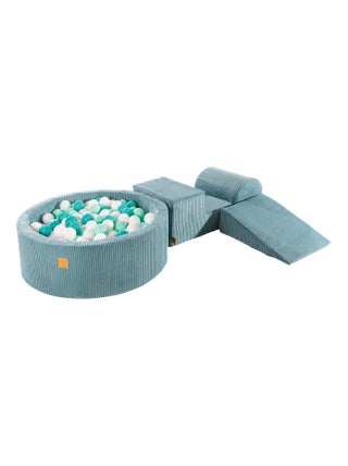 Aire de Jeux avec à Piscine à Balles Aesthetic Velvet Côtelé Turquoise: Turqu/Blanc/Menthe