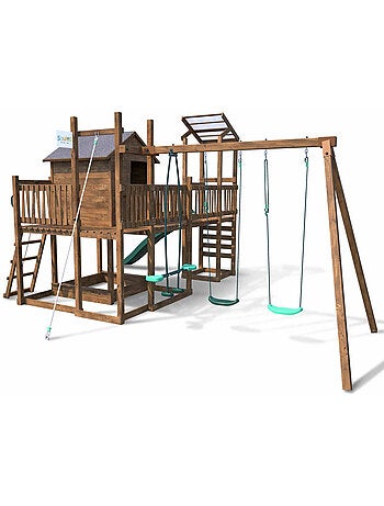 Aire de jeux avec cabane et toboggan COTTAGE FUNNY