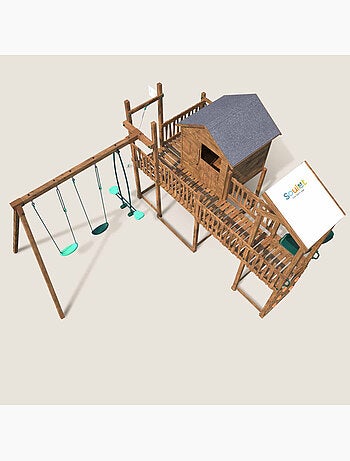 Aire de jeux avec cabane et toboggan COTTAGE FUNNY