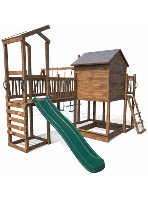 Aire de jeux avec cabane et toboggan COTTAGE FUNNY - Kiabi
