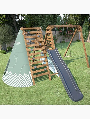 Aire de jeux avec tipi et toboggan APOLLON