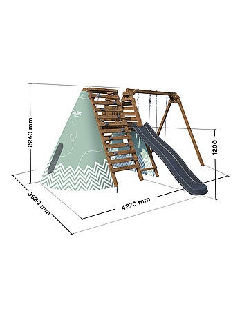 Aire de jeux avec tipi et toboggan APOLLON