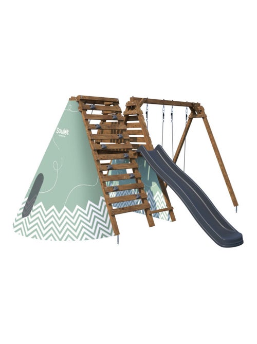 Aire de jeux avec tipi et toboggan APOLLON - Kiabi