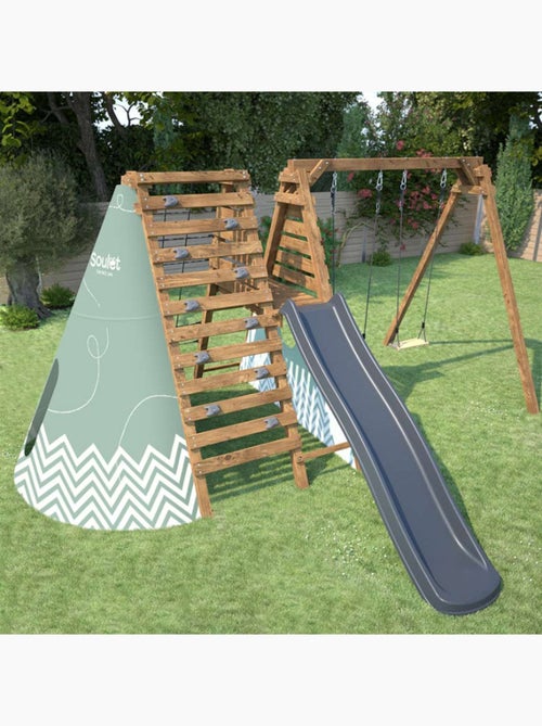 Aire de jeux avec tipi et toboggan APOLLON - Kiabi