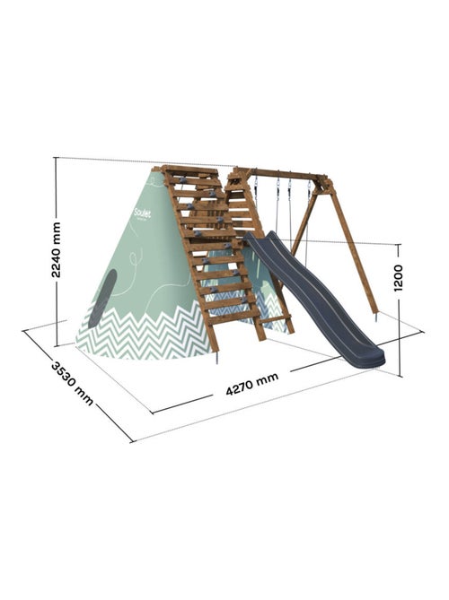 Aire de jeux avec tipi et toboggan APOLLON - Kiabi