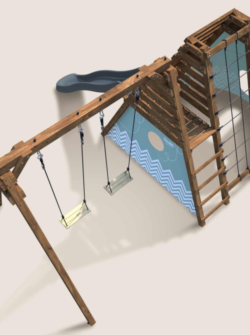 Aire de jeux avec tipi et toboggan APOLLON Marron - Kiabi