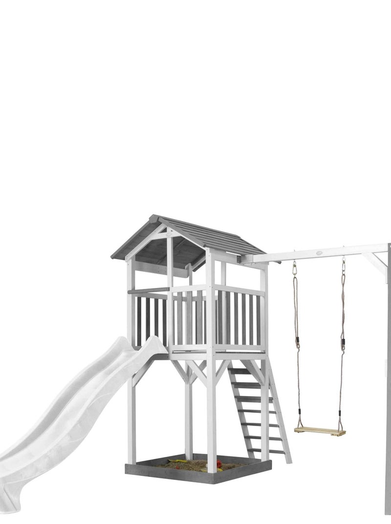 Aire de jeux Beach Tower Axi - 1 balançoire bois et toboggan bleu Blanc - Kiabi