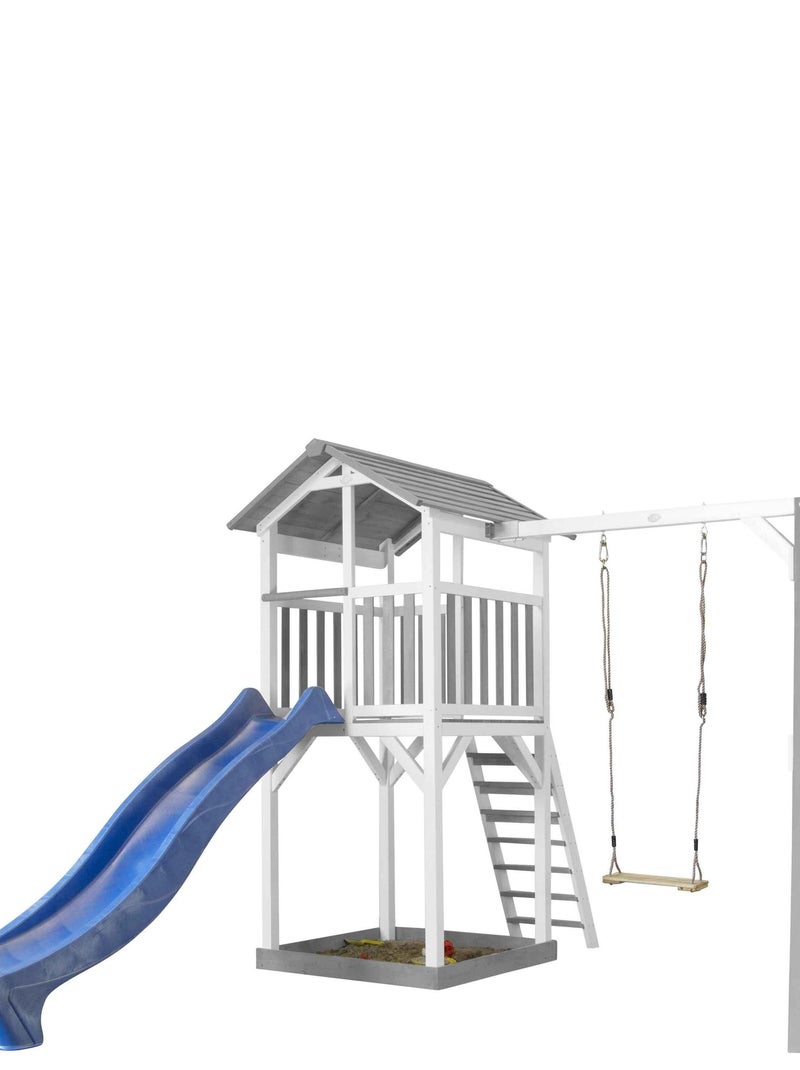 Aire de jeux Beach Tower Axi - 1 balançoire bois et toboggan bleu Bleu - Kiabi