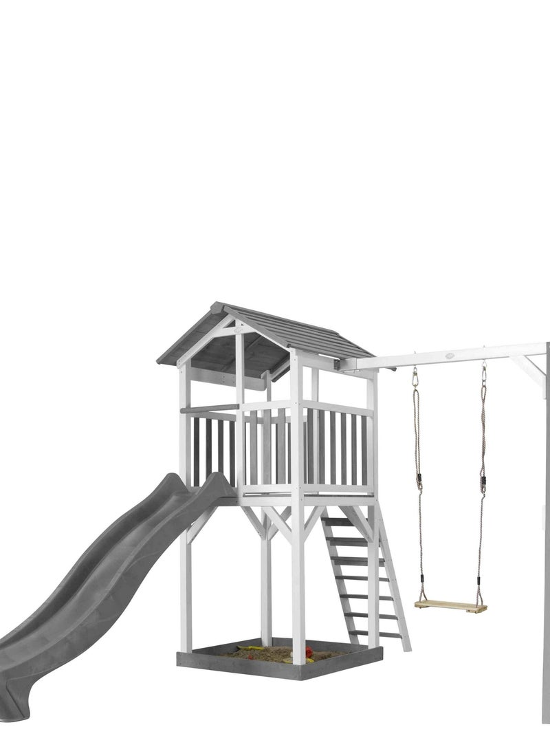 Aire de jeux Beach Tower Axi - 1 balançoire bois et toboggan bleu Gris - Kiabi