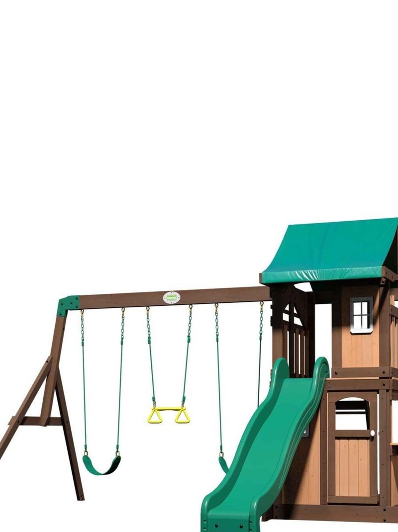 Aire de jeux en bois avec balançoires et toboggan Lakewoodde Backyard Marron - Kiabi