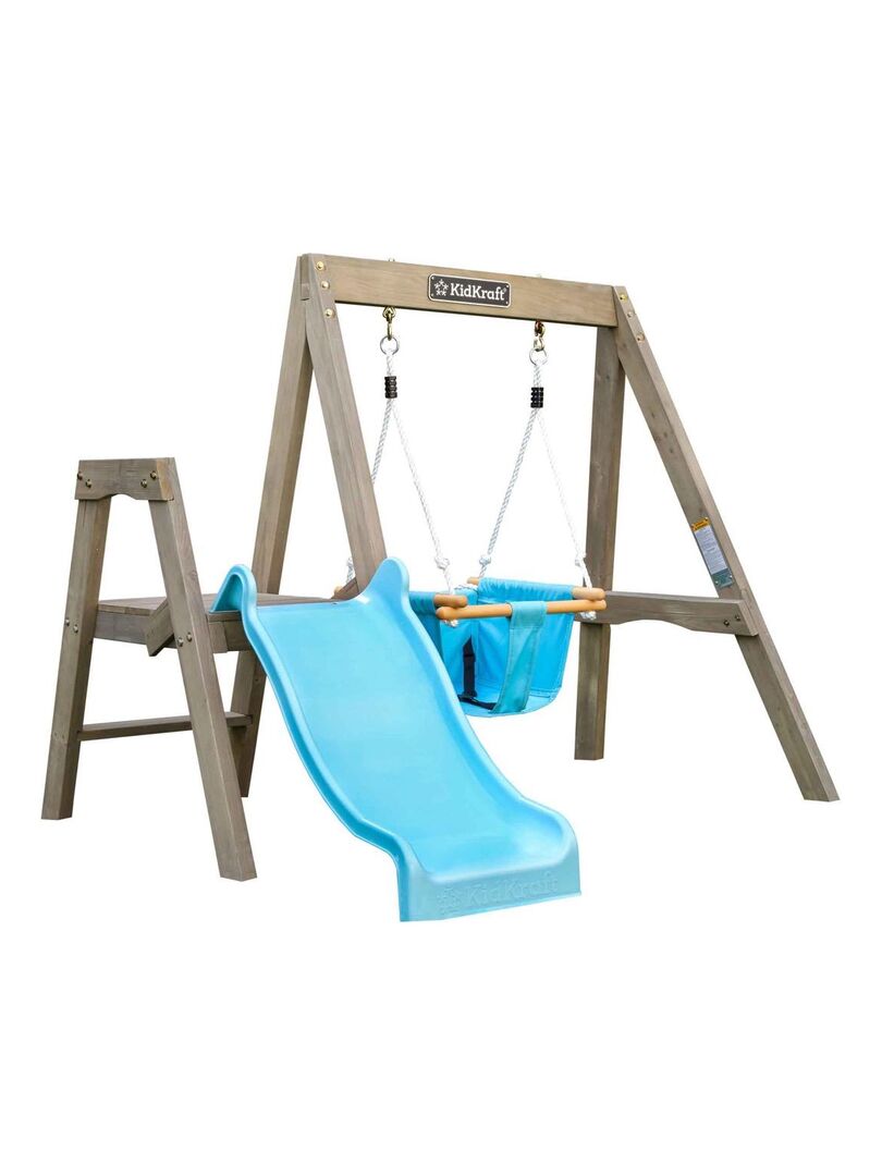 Aire de jeux en bois pour bébé avec toboggan et balançoire First Play  Kidkraft - Bleu - Kiabi - 194.99€