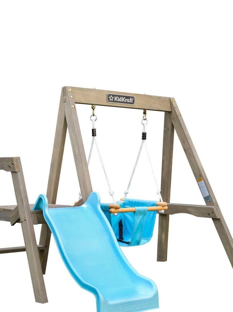 Aire de jeux en bois pour bébé avec toboggan et balançoire First Play Kidkraft Bleu - Kiabi