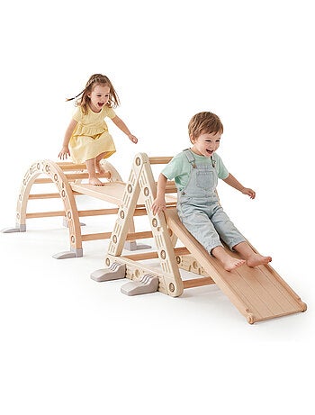 Aire de Jeux Évolutive 3 en 1 en PEHD Toboggan Escalade et Bascule Dim 110x44 cm