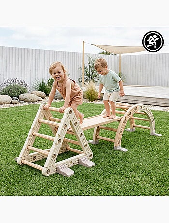 Aire de Jeux Évolutive 3 en 1 en PEHD Toboggan Escalade et Bascule Dim 110x44 cm